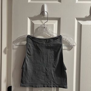 Free People Gray Cut Out Crop Tank Top